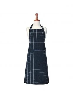 Ladelle Schürze Eco Check in Dunkelblau, B 70 x L 89 cm