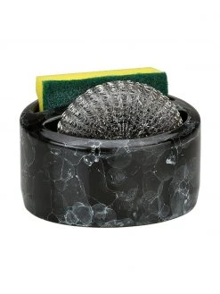 Andrea House Schwammhalter Bubble in Marmor-Optik, 3er-Set, Ø 14 x H 11 cm