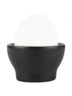 Schwarze Eierbecher Groove mit Rillenstruktur, 4 Stück, Ø 6 x H 4 cm -Küche Geschäft Schwarze Eierbecher Groove mit Rillenstruktur 4 Stuck 2