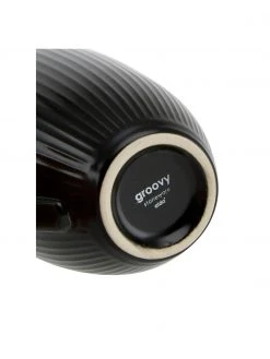 Schwarze Kaffeetassen Groove mit Rillenstruktur, 4 Stück, Ø 9 x H 11 cm, 300 mlNur noch wenige verfügbar -Küche Geschäft Schwarze Kaffeetassen Groove mit Rillenstruktur 4 Stuck 2