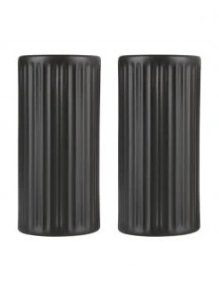 Schwarze Salz- und Pfefferstreuer Groove mit Rillenstruktur, 2er-Set, Ø 4 x H 9 cm