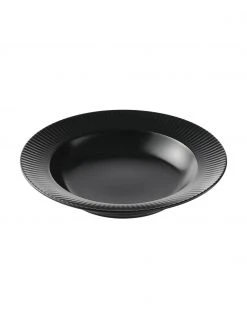 Schwarze Suppenteller Groove mit Rillenstruktur, 4 Stück, Ø 23 x H 4 cm