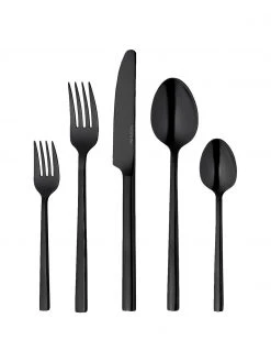 Westwing Collection Schwarzes Besteck-Set Shine, in verschiedenen Setgrößen, 1 Person (5-tlg.)