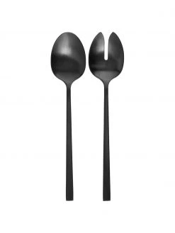 Westwing Collection Schwarzes Salatbesteck Shine mit mattem Finish, 2er-Set, L 24 cm