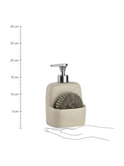 Andrea House Seifenspender Sand mit Schwamm, 2-tlg., B 11 x H 19 cm -Küche Geschäft Seifenspender Sand mit Schwamm 2 tlg 2