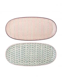Bloomingville Servierplatten Maya mit kleinem Muster, L 35 x B 16 cm, 2er-Set