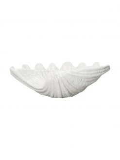 By On Servierschale Shell aus Dolomit in Weiß in Muschelform, B 34 cm, B 34 x H 10 cm