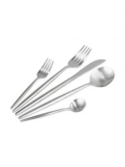 Westwing Collection Silberfarbenes Besteck-Set Shimmer matt geb&uuml;rstet, in verschiedenen Setgr&ouml;&szlig;en, 1 Person (5-tlg.) -Küche Geschäft Silberfarbenes Besteck Set Shimmer matt geburstet in verschiedenen Setgrossen 2