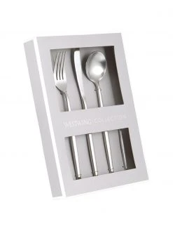 Westwing Collection Silberfarbenes Besteck-Set Shimmer matt geb&uuml;rstet, in verschiedenen Setgr&ouml;&szlig;en, 1 Person (5-tlg.) -Küche Geschäft Silberfarbenes Besteck Set Shimmer matt geburstet in verschiedenen Setgrossen 3