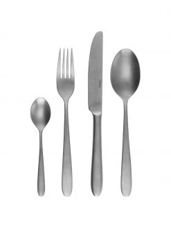 Silberfarbenes Besteck-Set Tulip in Stonewash-Optik, 6 Personen (24-tlg.), Set in verschiedenen Größen