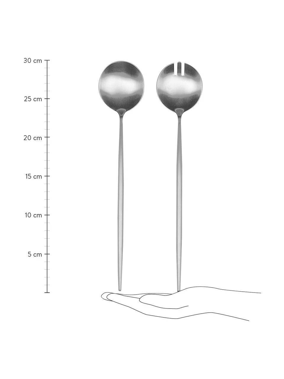 Silberfarbenes Salatbesteck Kioto mit mattem Finish, 2er-Set, L 30 cm 3 Silberfarbenes Salatbesteck Kioto mit mattem Finish, 2er-Set, L 30 cm – Bild 3