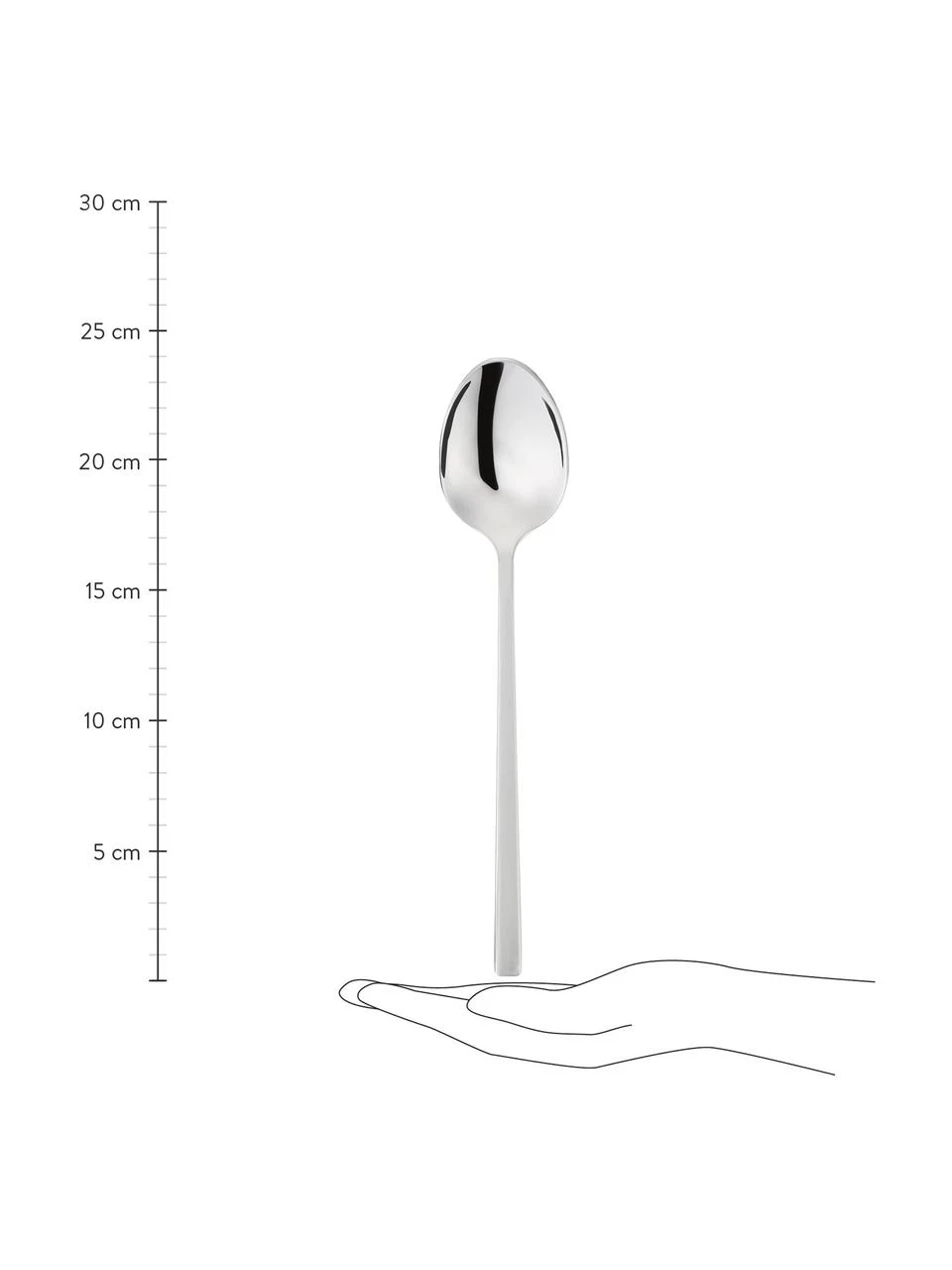 Silberfarbenes Salatbesteck Shine, hochglanzpoliert, 2er-Set, Edelstahl 18/10 Das Besteck ist aus Edelstahl gefertigt. Somit ist es langlebig, rostet nicht und ist resistent gegen Bakterien. Zudem ist es Spülmaschinenfest, farbecht, pflegeleicht, geschmacksneutral und säurebeständig., Silber, L 24 cm Westwing Collection Silberfarbenes Salatbesteck Shine, hochglanzpoliert, 2er-Set, L 24 cm -Küche Geschäft Silberfarbenes Salatbesteck Shine hochglanzpoliert 2er Set 2