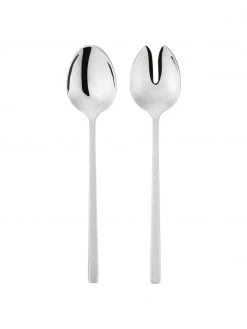 Westwing Collection Silberfarbenes Salatbesteck Shine, hochglanzpoliert, 2er-Set, L 24 cm