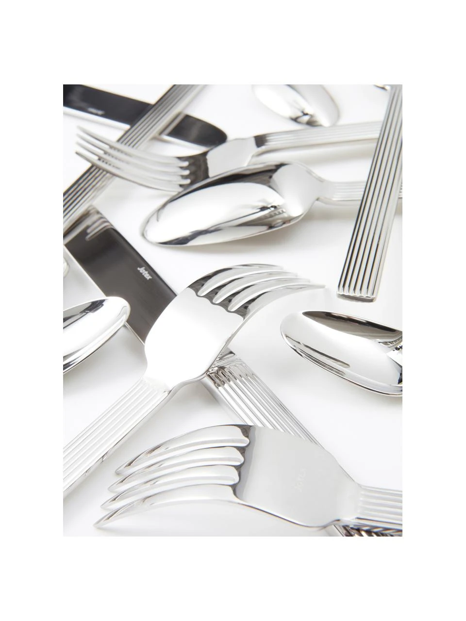 Jotex Silbernes Besteck-Set Lexi mit Rillenstruktur am Griff, 6 Personen (24-tlg.) 3 Jotex Silbernes Besteck-Set Lexi mit Rillenstruktur am Griff, 6 Personen (24-tlg.) – Bild 3