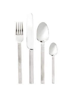 Jotex Silbernes Besteck-Set Lexi mit Rillenstruktur am Griff, 6 Personen (24-tlg.)