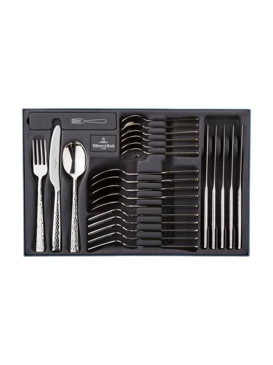 Villeroy & Boch Silbernes Design-Besteck-Set Blacksmith mit gehämmerten Griffen, 6 Personen (30-tlg.), Set mit verschiedenen Größen 5 Villeroy & Boch Silbernes Design-Besteck-Set Blacksmith mit gehämmerten Griffen, 6 Personen (30-tlg.), Set mit verschiedenen Größen – Bild 5