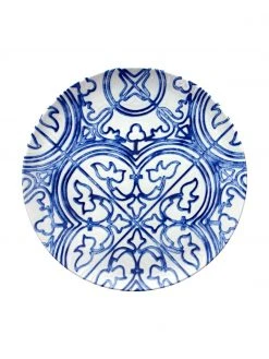 Speiseteller Maiolica aus Porzellan in Weiß/Blau, 2 Stück, Ø 26 cm