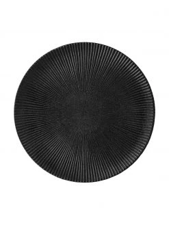 Bloomingville Speiseteller Neri mit Rillenstruktur in Schwarz matt, Ø 29 cm