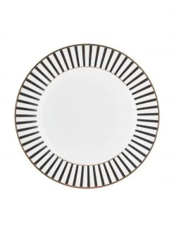 Dutch Rose Speiseteller Pluto Loft mit Streifendekor und Goldrand, 4 Stück, Ø 26 x H 2 cm