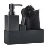 Zone Spülmittelspender Parta mit Spülbürste in Schwarz, 3er-Set, B 19 x H 21 cm