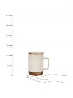 Sema Steingut-Tasse Nordika mit Deckel und Sieb, Sockel aus Akazienholz, Ø 9 x H 12 cm, 370 ml -Küche Geschäft Steingut Tasse Nordika mit Deckel und Sieb Sockel aus Akazienholz 6