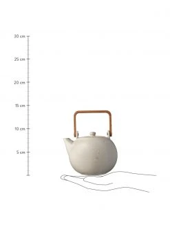 Bitz Steingut Teekanne Bizz in Hellbeige gesprenkelt und Holzgriff, 1.2 L -Küche Geschäft Steingut Teekanne Bizz in Hellbeige gesprenkelt und Holzgriff 12 L 2