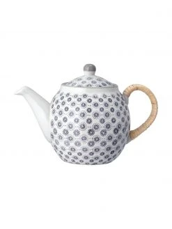 Bloomingville Steingut-Teekanne Elsa mit Blumenmuster, 1.2 L, Ø 24 x H 16 cm, 1.2 L