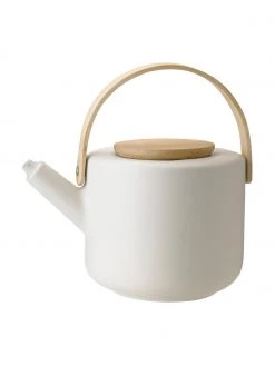 Stelton Steingut Teekanne Theo in Weiß matt, 1.25 L
