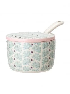 Bloomingville Steingut Zuckerdose Maya mit Löffel, 2-tlg., Ø 8 x H 6 cm