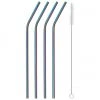Westwing Collection Strohhalme Shine in Regenbogenfarben mit B&uuml;rste, 4er-Set, L 23 cm