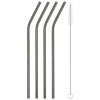 Westwing Collection Strohhalme Shine in Schwarz mit Bürste, 4er-Set, L 23 cm