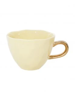 Urban Nature Culture Tasse Good Morning in Gelb mit goldenem Griff, Ø 11 x H 8 cm, 350 ml