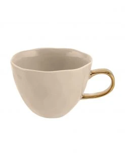 Urban Nature Culture Tasse Good Morning in Grau mit goldenem Griff, Ø 11 x H 8 cm, 350 ml