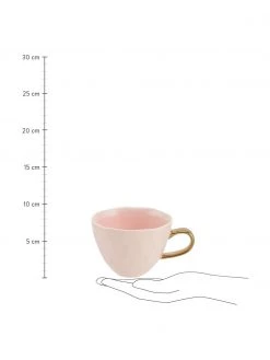 Urban Nature Culture Tasse Good Morning in Rosa mit goldenem Griff, Ø 11 x H 8 cm, 350 ml -Küche Geschäft Tasse Good Morning in Rosa mit goldenem Griff 2