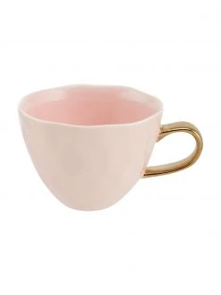 Urban Nature Culture Tasse Good Morning in Rosa mit goldenem Griff, Ø 11 x H 8 cm, 350 ml