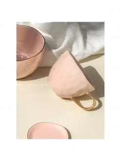 Urban Nature Culture Tasse Good Morning in Rosa mit goldenem Griff, Ø 11 x H 8 cm, 350 ml -Küche Geschäft Tasse Good Morning in Rosa mit goldenem Griff 5