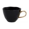Urban Nature Culture Tasse Good Morning in Schwarz mit goldenem Griff, Ø 11 x H 8 cm, 350 ml