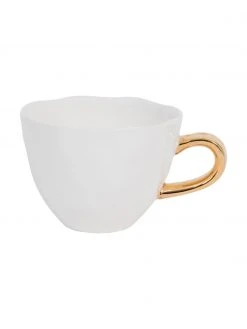 Urban Nature Culture Tasse Good Morning in Weiß mit goldenem Griff, Ø 11 x H 8 cm, 350 ml