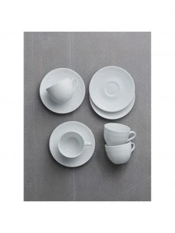 Tasse Relief mit Untertasse in Weiß, 4 Stück, Ø 9 x H 7 cm, 200 ml -Küche Geschäft Tasse Relief mit Untertasse in Weiss 4 Stuck 5