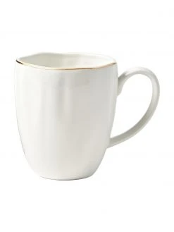 Westwing Collection Tasse Sali aus Porzellan mit goldenem Rand und Relief, 2 Stück, Ø 9 x H 10 cm, 350 ml