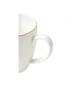 Westwing Collection Tasse Sali aus Porzellan mit goldenem Rand und Relief, 2 St&uuml;ck, Ø 9 x H 10 cm, 350 ml -Küche Geschäft Tasse Sali aus Porzellan mit goldenem Rand und Relief 2 Stuck 4