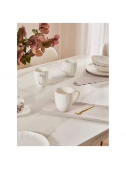 Westwing Collection Tasse Sali aus Porzellan mit goldenem Rand und Relief, 2 St&uuml;ck, Ø 9 x H 10 cm, 350 ml -Küche Geschäft Tasse Sali aus Porzellan mit goldenem Rand und Relief 2 Stuck 5