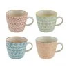 Bloomingville Tassen Carla mit kleinem Muster, 4er-Set, Ø 10 x H 8 cm, 300 ml
