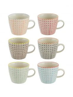 Bloomingville Tassen Carla mit kleinem Muster, 6er-Set, Ø 10 x H 8 cm, 300 mlNur noch wenige verfügbar