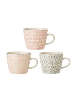 Bloomingville Tassen Cécile mit kleinem Muster, 3er-Set, Ø 10 x H 8 cm, 300 ml