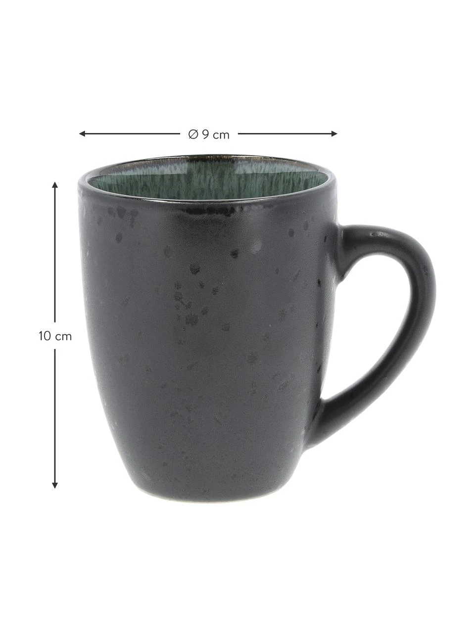 Bitz Tassen Gastro aus Steingut in Schwarz/Grün, 2 Stück, Ø 9 x H 10 cm, 300 ml 2 Bitz Tassen Gastro aus Steingut in Schwarz/Grün, 2 Stück, Ø 9 x H 10 cm, 300 ml – Bild 2