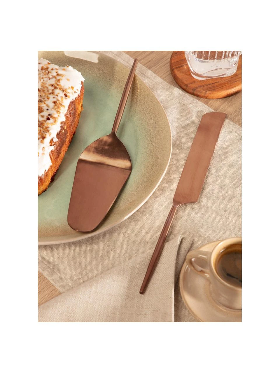 Tortenheber Kelda in Kupferfarben, 2er-Set, Edelstahl Das Besteck ist aus Edelstahl gefertigt. Somit ist es langlebig, rostet nicht und ist resistent gegen Bakterien., Kupferfarben, satiniert, Set mit verschiedenen Größen Tortenheber Kelda in Kupferfarben, 2er-Set, Set mit verschiedenen Größen -Küche Geschäft Tortenheber Kelda in Kupferfarben 2er Set 1