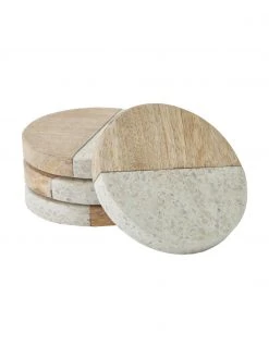 Untersetzer Augustine aus Terrazzo/Mangoholz, 4 Stück, Ø 10 x H 2 cm