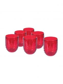 Villa D'Este Home Tivoli Wassergläser Aspen in Rot mit Strukturmuster, 6 Stück, Ø 8 x H 10 cm, 250 ml -Küche Geschäft Wasserglaser Aspen in Rot mit Strukturmuster 6 Stuck 3
