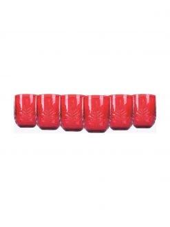 Villa D'Este Home Tivoli Wassergläser Aspen in Rot mit Strukturmuster, 6 Stück, Ø 8 x H 10 cm, 250 ml -Küche Geschäft Wasserglaser Aspen in Rot mit Strukturmuster 6 Stuck 5